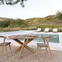 10281_Teak_Circle_outdoor_dining_table_10155_Teak_Bok_Outdoor_chair_21097_Seat_Cushion_Teak_Bok_outdoor_dining_chair_mocha_21098_10256_Teak_Jack_lounger_WEB
