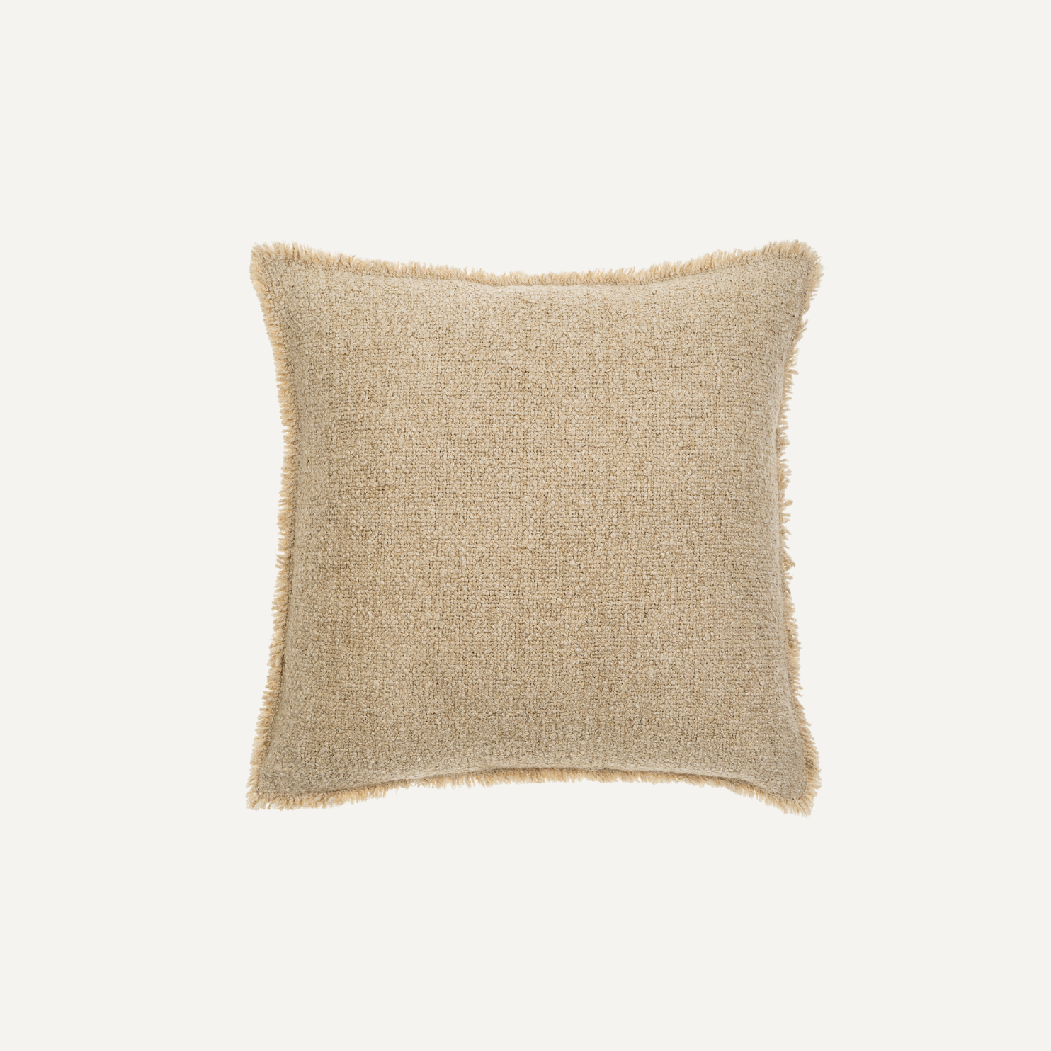Coussin à frange bouclé - Sable clair - 20_x20_ - 1-0810